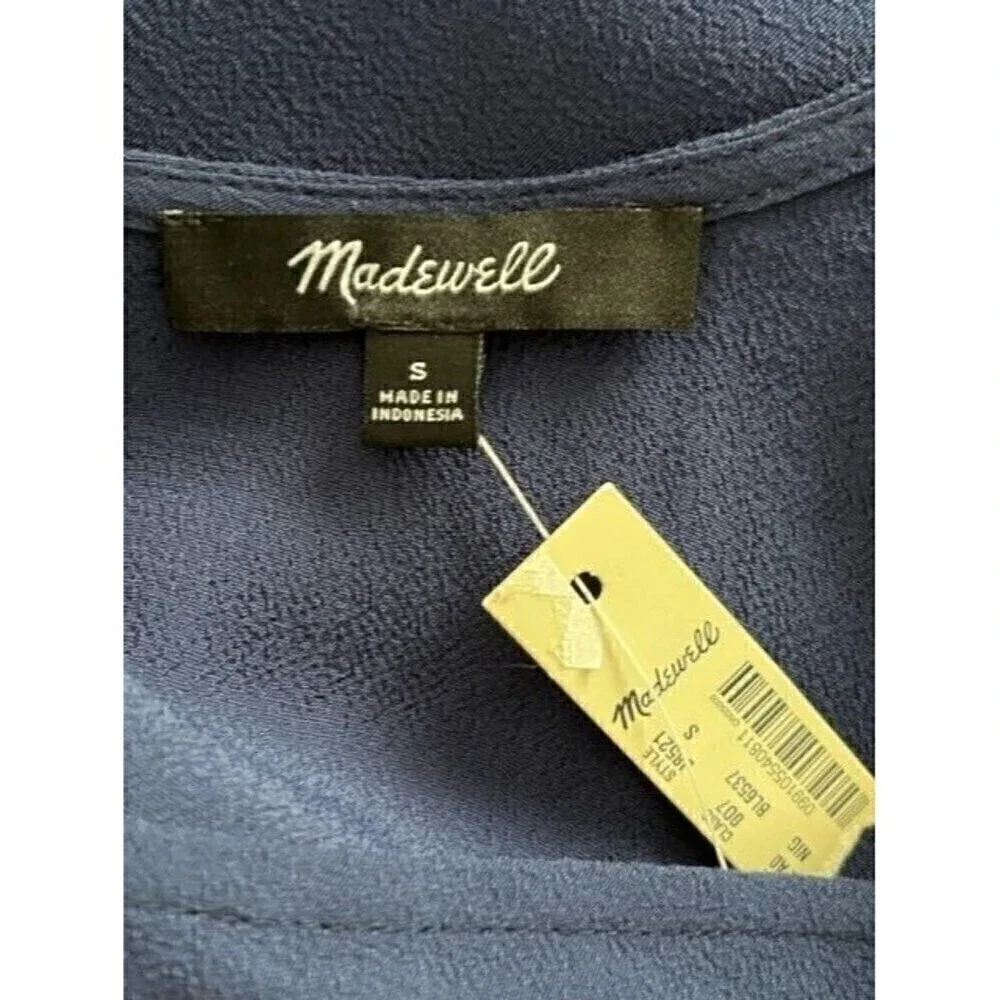 Madewell Rhyme Navy Vneck Top Blouse Size Small NWT